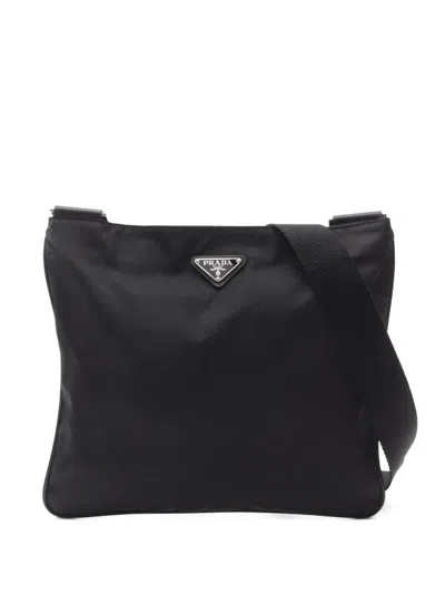Pre-owned Prada 2010s Triangle Logo Shoulder Bag In Black