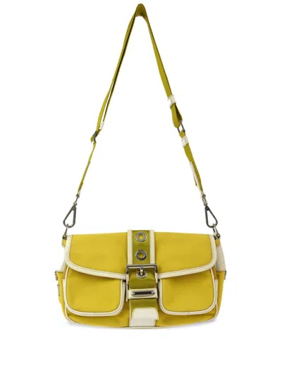 Pre-owned Prada 2010s Triangle-logo Shoulder Bag In Yellow
