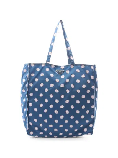 Pre-owned Prada 2010s Triangle Logo Tote Bag In ブルー