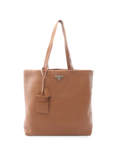 Pre-owned Prada 2010s Triangle Logo Tote Bag In ブラウン