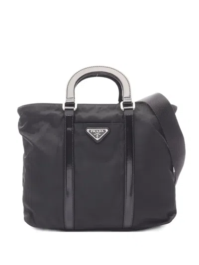 Pre-owned Prada 2010s Triangle-logo Tote Bag In Black