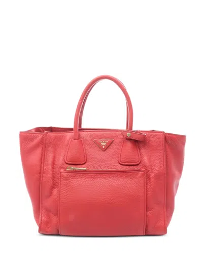 Pre-owned Prada 2010s Triangle-logo Tote Bag In Red