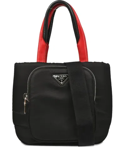 Pre-owned Prada 2010s Triangle-logo Two-way Handbag In Black