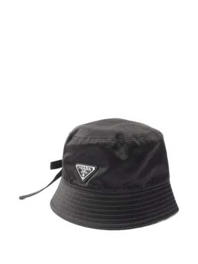 Pre-owned Prada 2010s Triangle-logo Bucket Hat In Black