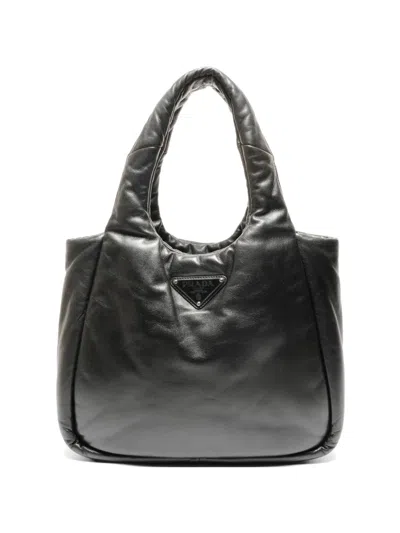 Pre-owned Prada 2010s Triangle-logo Padded Handbag In Black