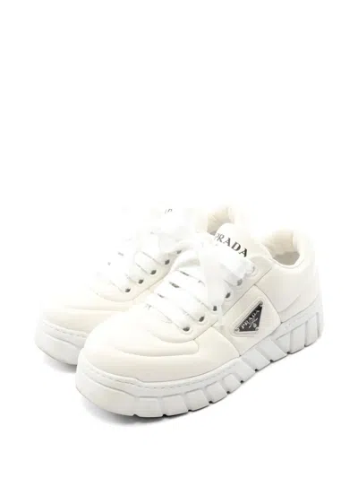 Pre-owned Prada 2010s Triangle-logo Sneakers In White
