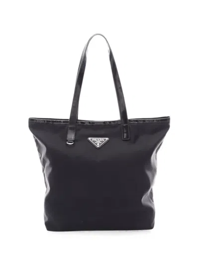 Pre-owned Prada 2010s Triangle-logo Tote Bag In Black