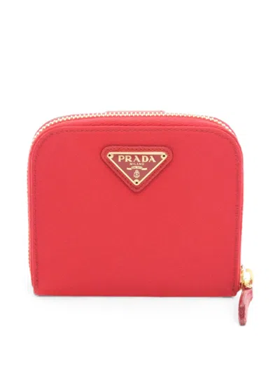 Pre-owned Prada 2010s Triangle-logo Wallet In Red