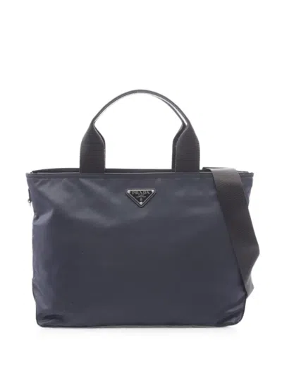Pre-owned Prada 2010s Vela 2way Saffiano-leather Tote Bag In Blue