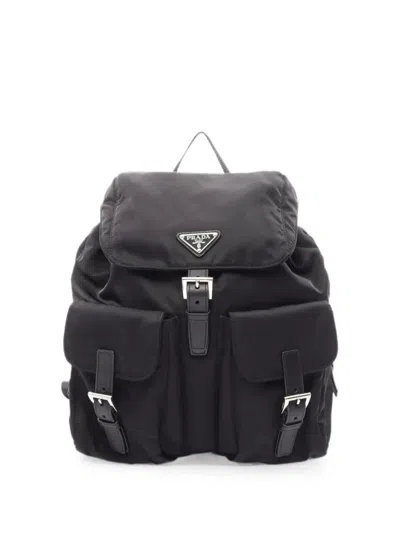 Pre-owned Prada 2010s Vela Buckle Backpack In Black