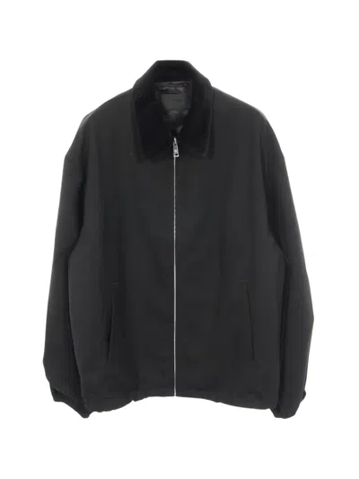 Pre-owned Prada 2010s Velvet-collar Zip-up Jacket In Black
