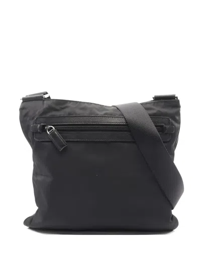 Pre-owned Prada 2010s Viaggio Leather-trim Shoulder Bag In Black