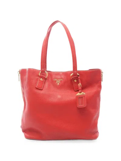 Pre-owned Prada 2010s Vitello Daino Tote Bag In レッド