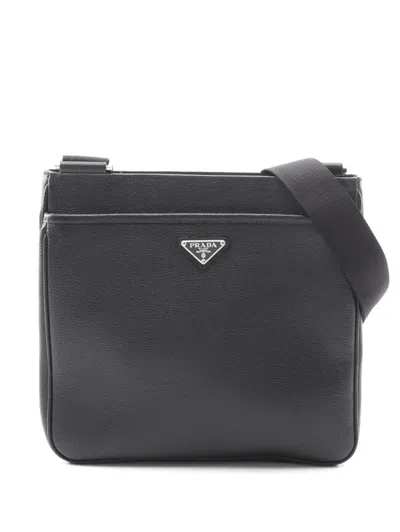 Pre-owned Prada 2010s Vittelo Leather Crossbody Bag In Black