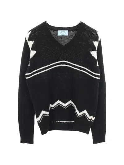 Pre-owned Prada 2010s V-neck Knit Sweater In Black