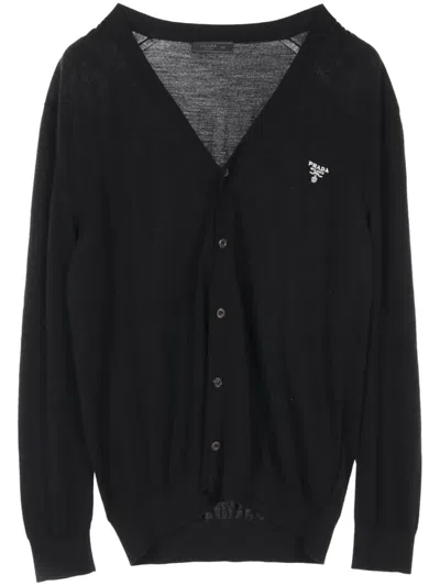 Pre-owned Prada 2010s Wool Cardigan In Black