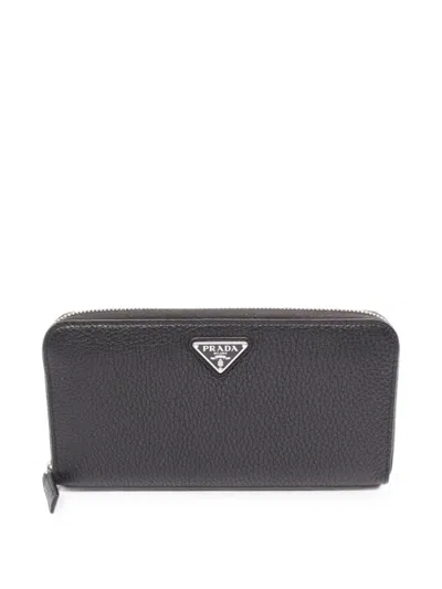 Pre-owned Prada 2010s Zip-around Wallet In Black