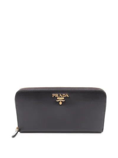 Pre-owned Prada 2010s Zip-around Wallet In Black