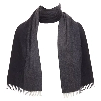 Pre-owned Prada 2011 Grey Black 100% Cashmere Ombre Fringe Long Scarf In Gray