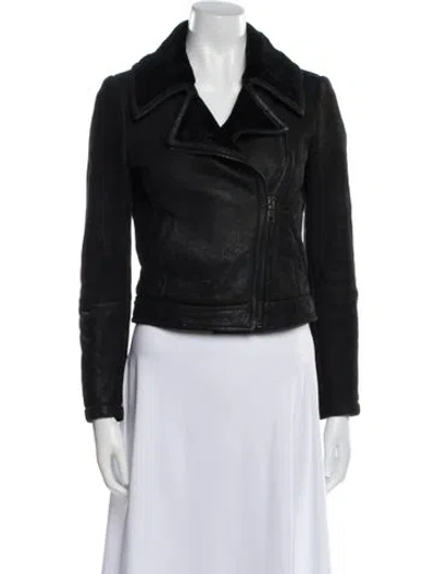 Pre-owned Prada 2011 Shearling Biker Jacket In Black