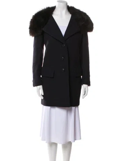 Pre-owned Prada 2011 Virgin Wool Fur Coat In Blue