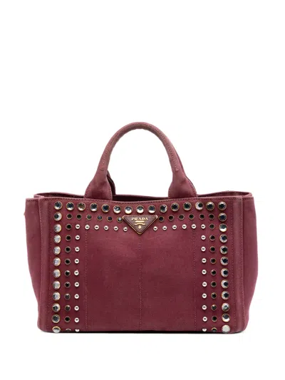 Pre-owned Prada 2011-2015 Small Canvas Canapa Bijoux Satchel In Red