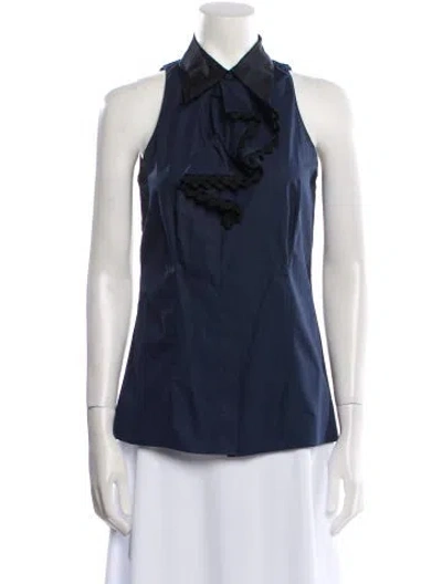 Pre-owned Prada 2012 Cowl Neck Blouse In Blue