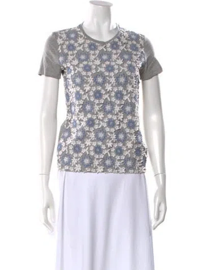 Pre-owned Prada 2012 Eyelet T-shirt In Gray