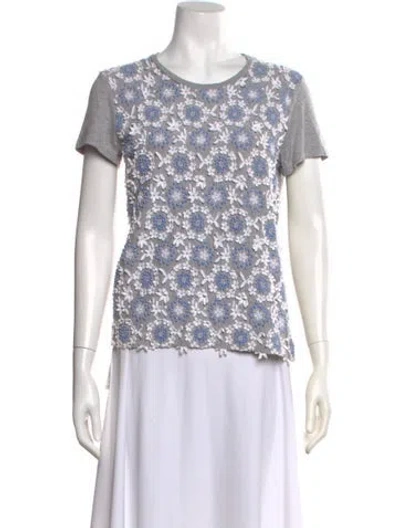 Pre-owned Prada 2012 Eyelet T-shirt In Gray