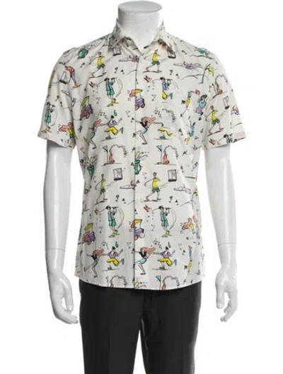 Pre-owned Prada 2012 Floral Print Shirt In White