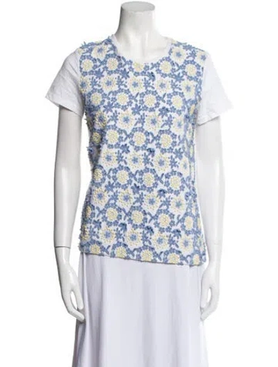 Pre-owned Prada 2012 Floral Print T-shirt In Blue