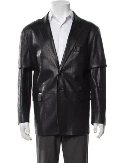 Pre-owned Prada 2012 Leather Blazer In Black