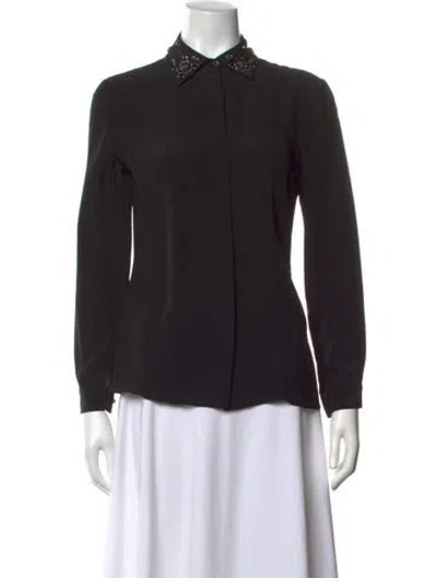 Pre-owned Prada 2012 Long Sleeve Blouse In Black