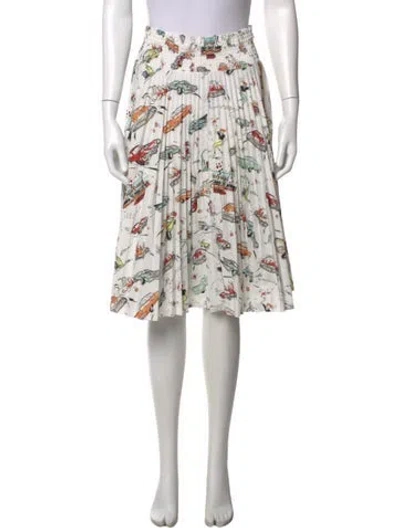 Pre-owned Prada 2012 Midi Length Skirt In White