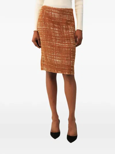 Pre-owned Prada 2012 Reissue Trompe L'œil Pencil Mini Skirt In Brown