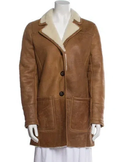 Pre-owned Prada 2012 Shearling Fur Coat In Brown