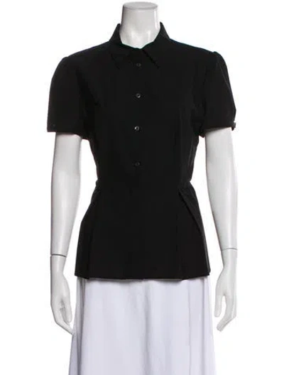 Pre-owned Prada 2012 Short Sleeve Button-up Top In Black