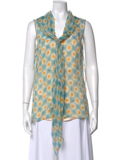 Pre-owned Prada 2012 Silk Blouse W/ Tags In Green