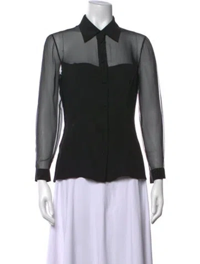 Pre-owned Prada 2012 Silk Button-up Top In Black