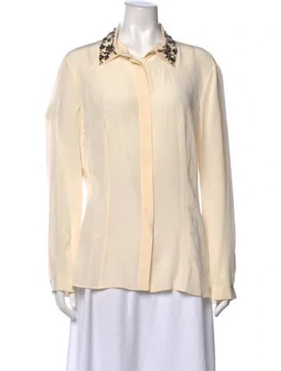 Pre-owned Prada 2012 Silk Button-up Top In Neutral