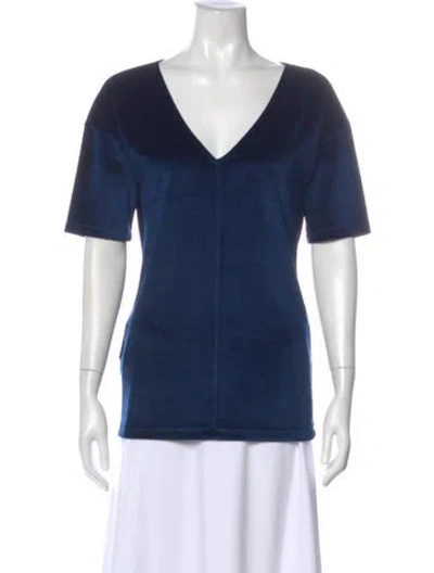 Pre-owned Prada 2012 Velvet T-shirt In Blue