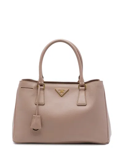 Pre-owned Prada 2012-2016 Medium Saffiano Lux Galleria Satchel In 褐色