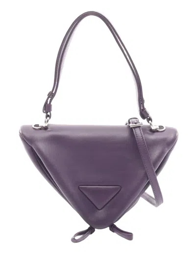Pre-owned Prada 2012-2026 Padded Nappa Triangle Satchel In Purple