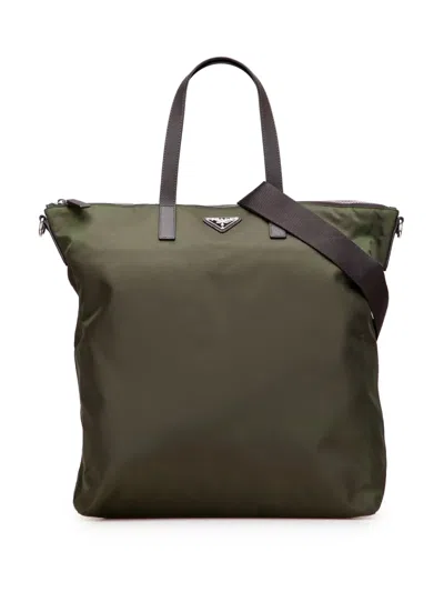 Pre-owned Prada 2013-2020 Tessuto Satchel In Green