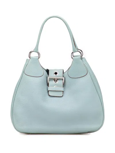 Pre-owned Prada 2013-2020 Vitello Daino Shoulder Bag In Blue