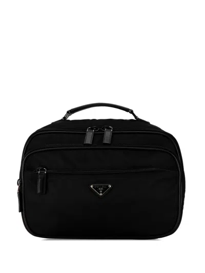 Pre-owned Prada 2013-2023 Saffiano Trimmed Tessuto Vanity Bag