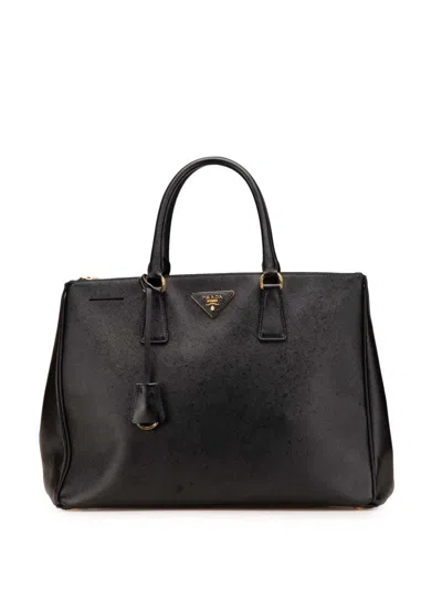 Pre-owned Prada 2013-2024 Large Saffiano Lux Galleria Double Zip Tote Bag In Black