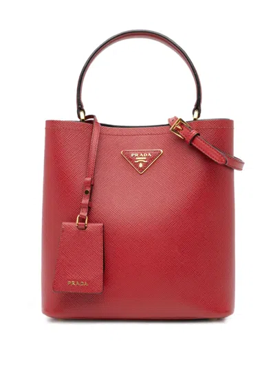 Pre-owned Prada 2013-2024 Medium Saffiano Cuir Panier Satchel In 红色