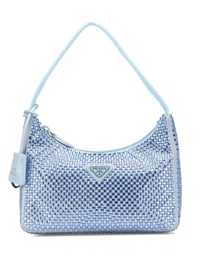 Pre-owned Prada 2013-2024 Mini Satin Crystal Re-edition 2000 Shoulder Bag