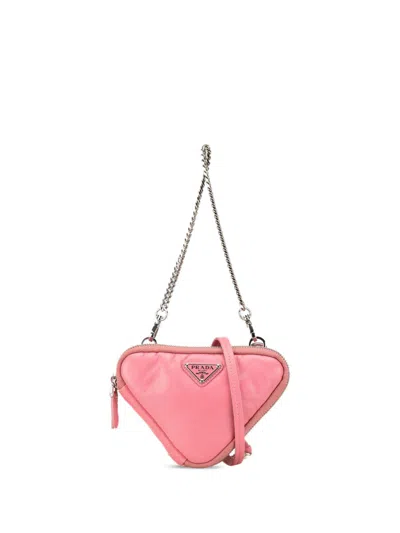 Pre-owned Prada 2013-2024 Mini Soft Nappa Triangle Pouch Satchel In Pink